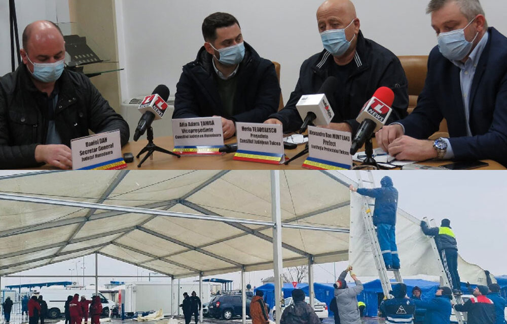 Convoiul umanitar al CJ Hunedoara a ajuns la Isaccea: s-a montat primul cort pentru refugiaţi