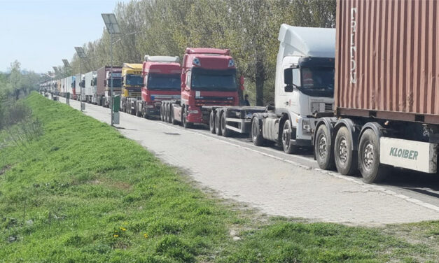 Peste 100 de TIR-uri aşteaptă zilnic la Isaccea să iasă din România spre Ucraina