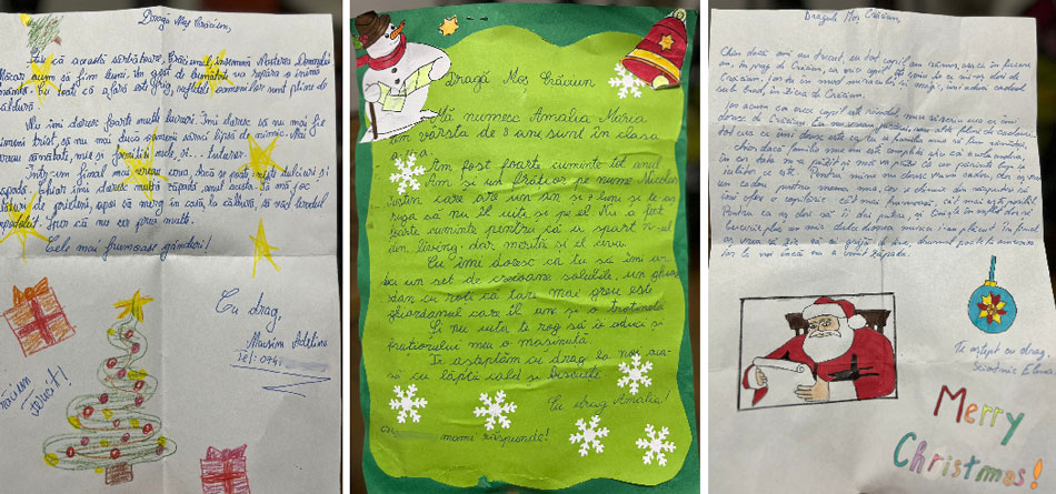 Adelina Macsim, Amalia Maria şi Elena Sciotnic i-au trimis lui Moş Crăciun cele mai frumoase scrisori de la Tulcea