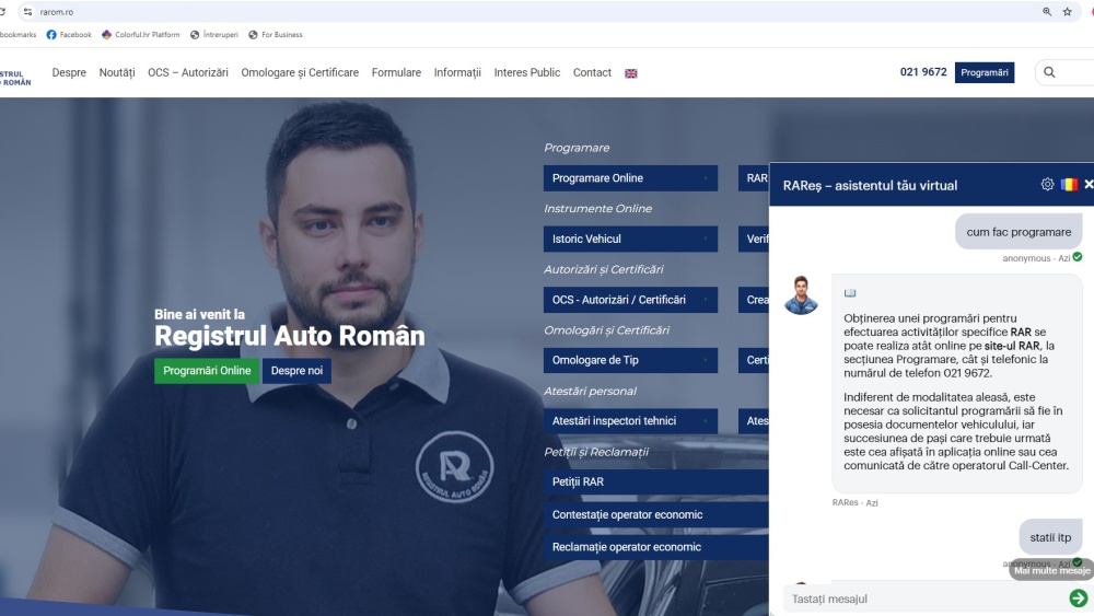 Registrul Auto Român are chatbot. RAReş, disponibil 24/7 pentru utilizatori