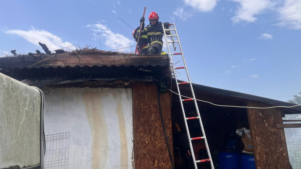 Incendiu puternic la Ilganii de Jos pornit de la vegetaţia uscată. Două case şi o anexă au fost afectate