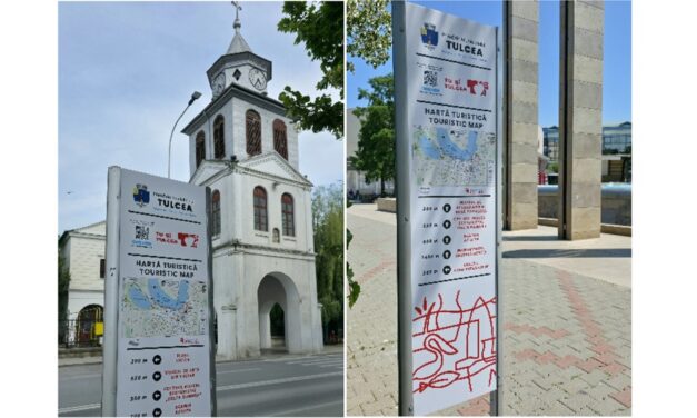 Noua hartă turistică a oraşului Tulcea, amplasată în Piaţa Civică