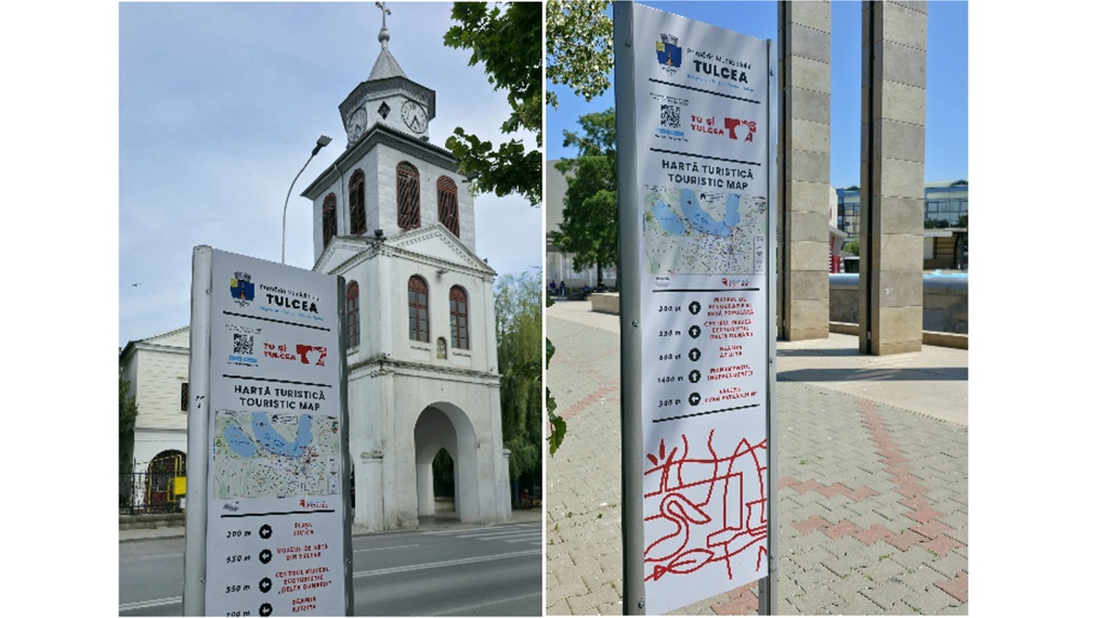 Noua hartă turistică a oraşului Tulcea, amplasată în Piaţa Civică