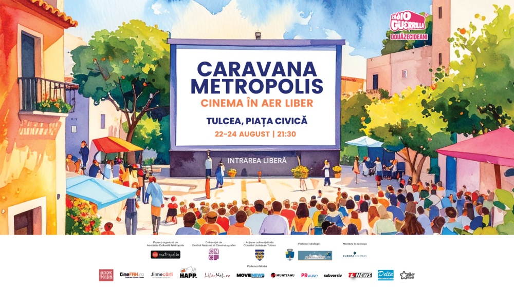 Cinema în Aer Liber aduce trei seri de film în Piaţa Civică din Tulcea, între 22 şi 24 august