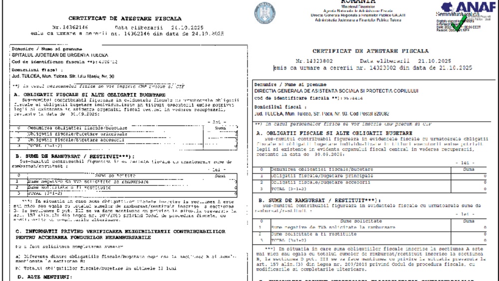 Consiliul Judeţean Tulcea: Spitalul şi DGASPC nu au datorii către bugetul de stat