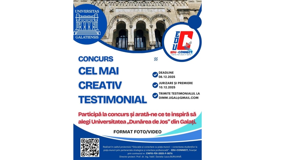 Universitatea „Dunărea de Jos” din Galați organizează concursul „Cel mai creativ testimonial”