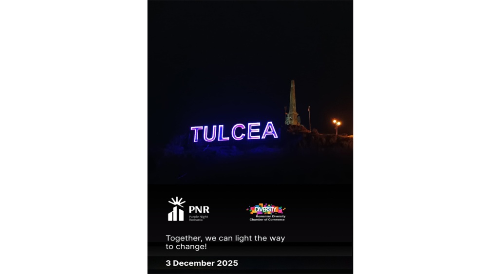 Monumentul Independenţei, „Tulcea, te iubesc!” şi Mozaicul Belvedere, luminate în violet de Ziua Persoanelor cu Dizabilităţi