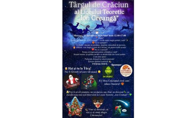 Târg de Crăciun pentru susţinerea unui elev cu dizabilităţi, miercuri la Liceul „Ion Creangă”