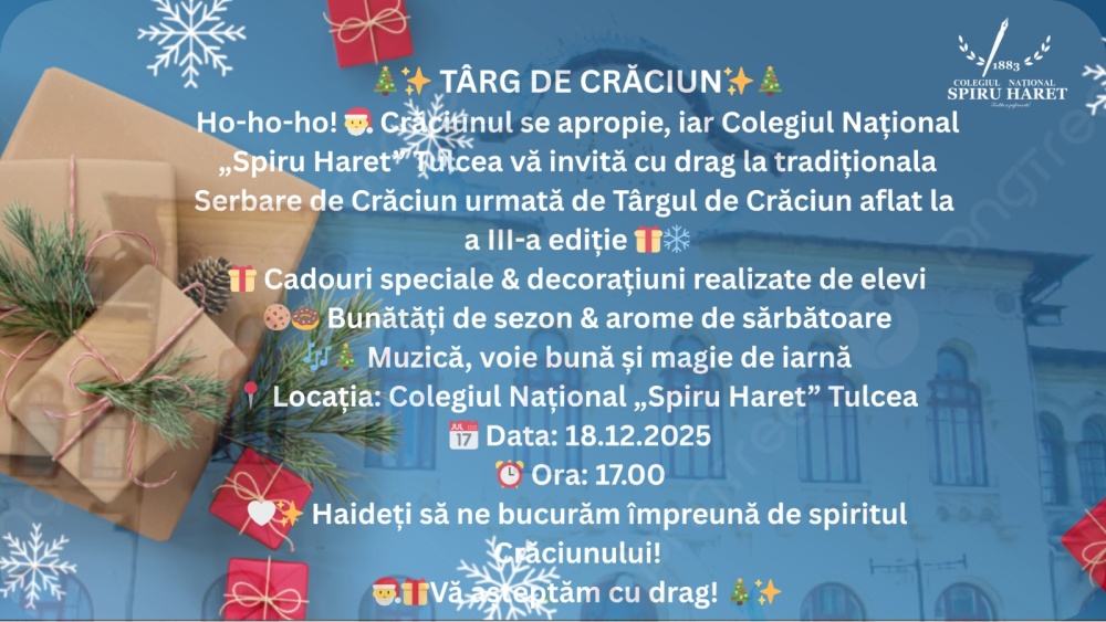 Târg caritabil de Crăciun la Colegiul Naţional „Spiru Haret”