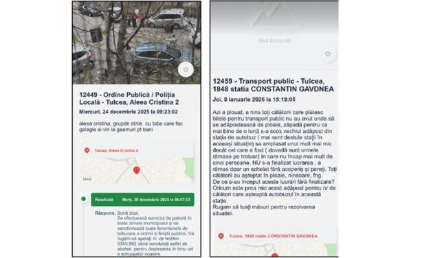 Tulcenii au făcut peste 1.000 de sesizări pe aplicaţia City Report, anul trecut. Cele mai multe vizează spaţiile verzi şi ordinea publică