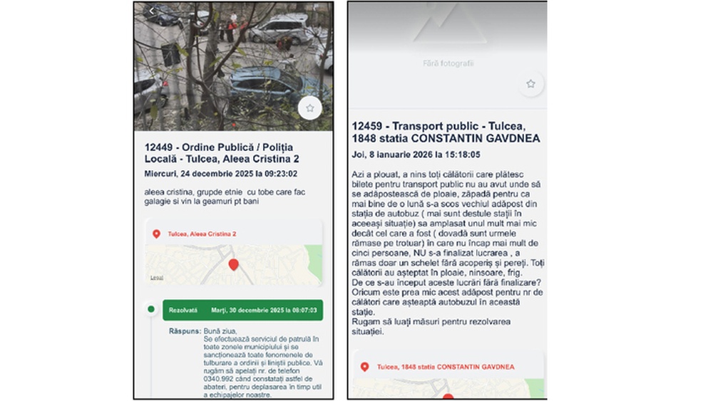 Tulcenii au făcut peste 1.000 de sesizări pe aplicaţia City Report, anul trecut. Cele mai multe vizează spaţiile verzi şi ordinea publică