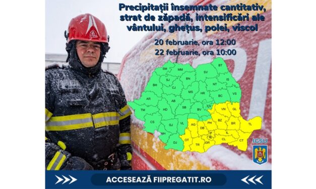 Cod Galben de vreme severă pentru acest weekend, în judeţul Tulcea: vânt puternic, ninsori, polei şi viscol