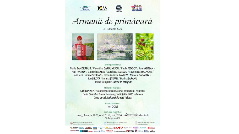 „Armonii de primăvară” la Casa Avramide: 15 artişti tulceni expun în cadrul proiectului „Arta din comunitate”