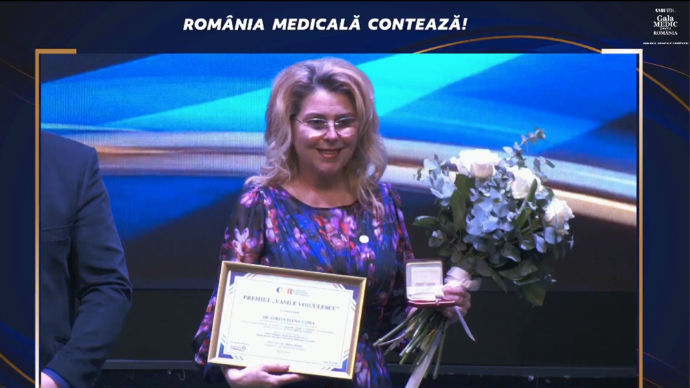Dr. Corina-Elena Badea, premiată în cadrul Galei „Medic pentru România, România Medicală Contează”