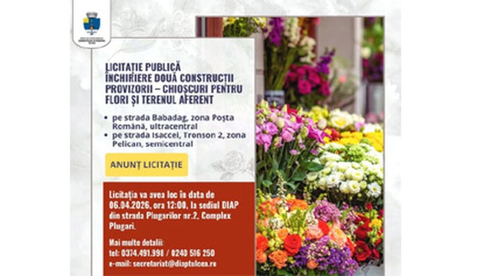 Două chioşcuri de flori, scoase la licitaţie în municipiu