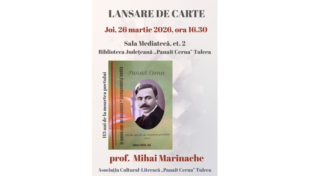 Prof. Mihai Marinache lansează volumul „Panait Cerna în lumina unor noi documente. Corespondenţă inedită”