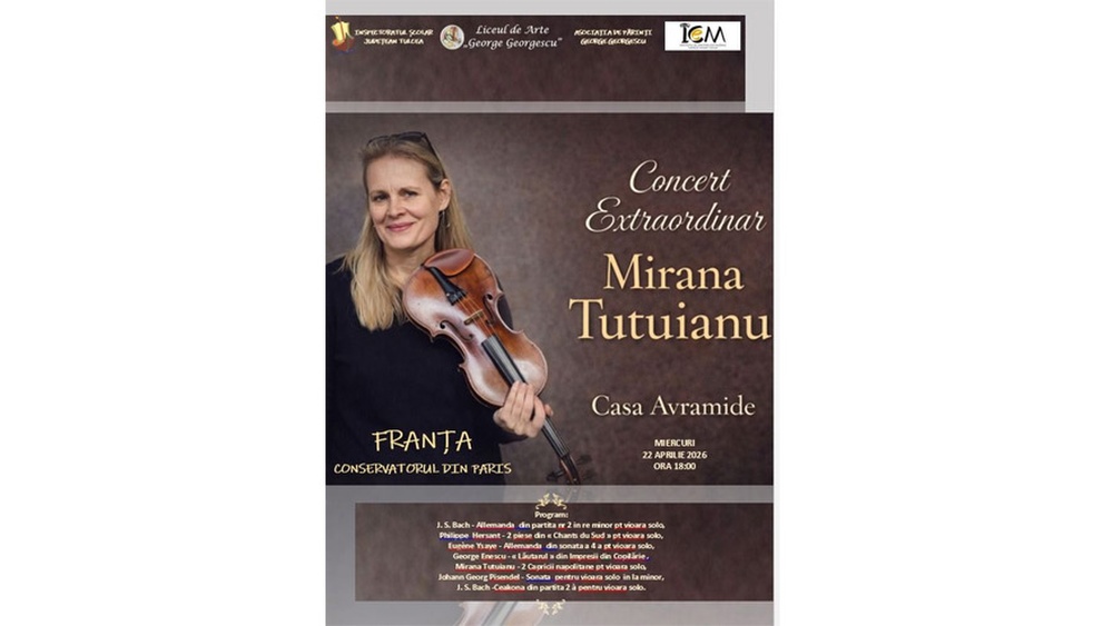 Seară de muzică clasică la Tulcea: Mirana Ţuţuianu susţine astăzi un recital de vioară, la Casa Avramide