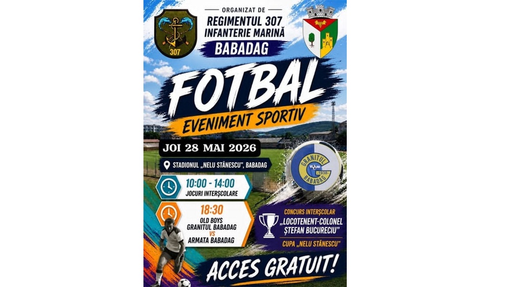 Eveniment sportiv de amploare la Babadag: competiţie interşcolară şi meci comemorativ dedicat lui Nelu Stănescu