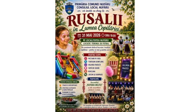 „Rusalii în lumea Copilăriei”, sărbătoare dedicată familiei şi celor mici la Nufăru