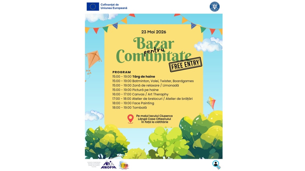 „Bazar pentru comunitate”, sâmbătă, pe malul Lacului Ciuperca: haine, cărţi, jocuri şi activităţi pentru tulceni