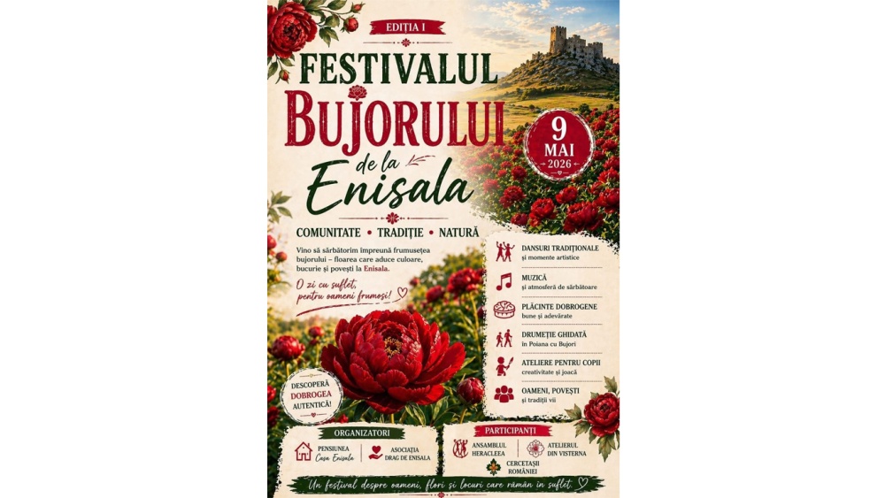 Festivalul Bujorului de la Enisala, sâmbătă, la poalele cetăţii