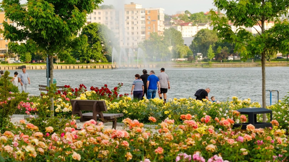 Parcul Rosarium din municipiu, în cea mai frumoasă perioadă a anului. Vizitatorii şi turiştii s-au fotografiat printre trandafirii înfloriţi