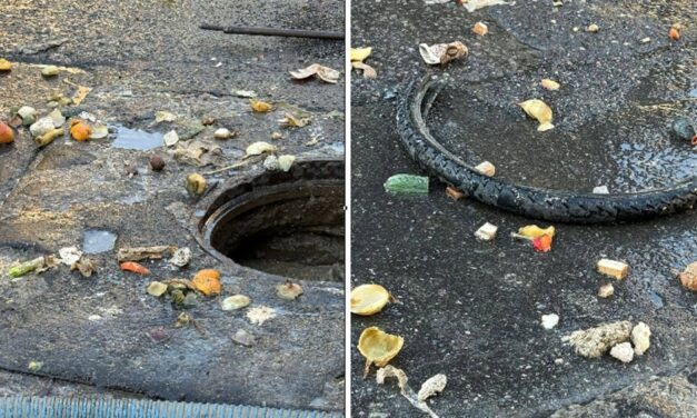 Cantităţi mari de deşeuri aruncate în canalizarea de pe strada Babadag. Aquaserv atrage atenţia: „Canalizarea nu este groapă de gunoi”