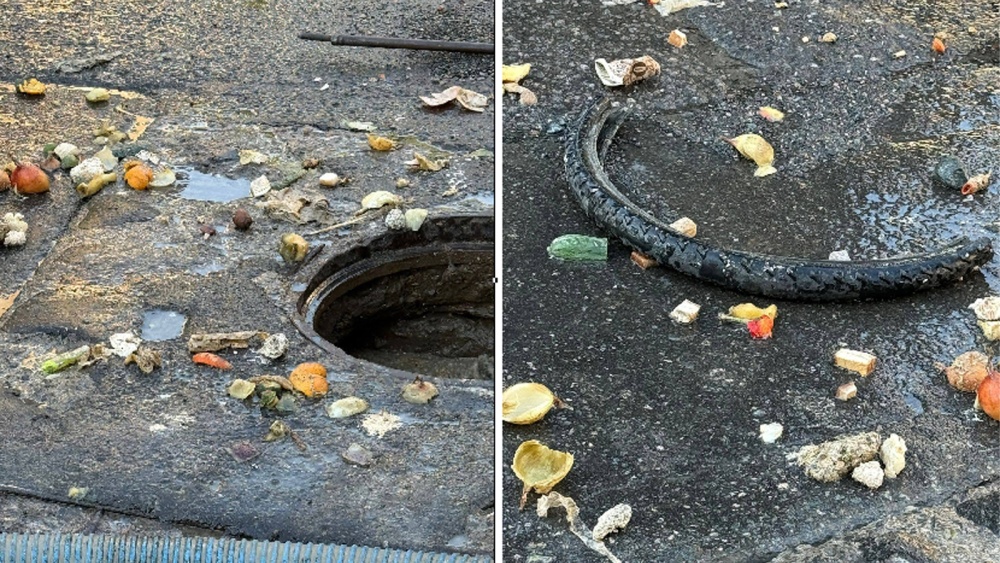 Cantităţi mari de deşeuri aruncate în canalizarea de pe strada Babadag. Aquaserv atrage atenţia: „Canalizarea nu este groapă de gunoi”