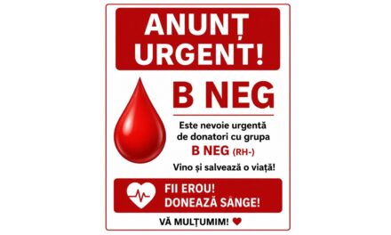 Centrul de Transfuzii Sanguine Tulcea, apel pentru donarea de sânge, grupa B negativ