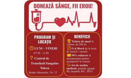 Donează sânge, salvează o viaţă: apelul lansat de Spitalul Judeţean Tulcea