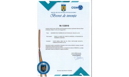 Nou brevet de invenţie obţinut de Universitatea „Dunărea de Jos” din Galaţi