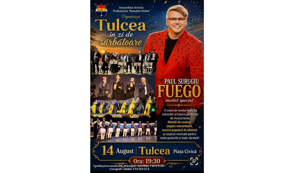 Fuego urcă pe scena din Piaţa Civică în cadrul spectacolului „Tulcea, în zi de sărbătoare”