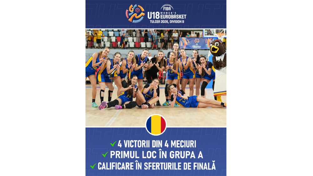 România încheie grupa cu 4 victorii la FIBA U18 Women’s EuroBasket 2026. Peste 17.700 de spectatori au susţinut tricolorele la Tulcea