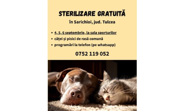 Sterilizare gratuită pentru câini şi pisici, la Sarichioi