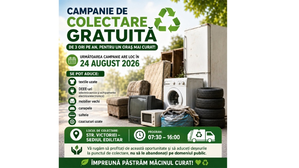 Campanie de colectare gratuită a deşeurilor, luni, la Măcin