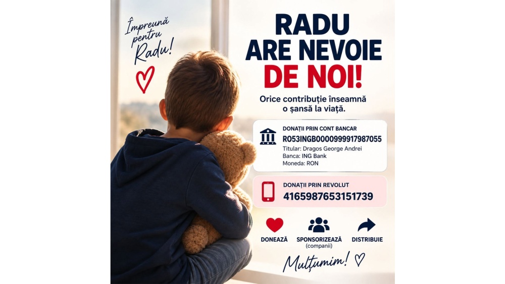 Radu are nevoie de noi! Copilul a fost diagnosticat cu o formă agresivă de cancer: „Vă rugăm din suflet, ajutaţi-ne să ne salvăm copilul”