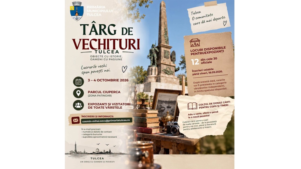 Tulcenii, invitaţi să doneze cărţi în cadrul primei ediţii a Târgului de Vechituri din municipiu