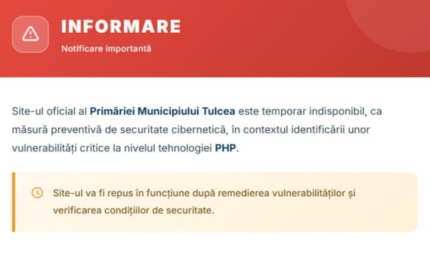 Primăria Tulcea îşi închide temporar site-ul după alerta cibernetică mondială