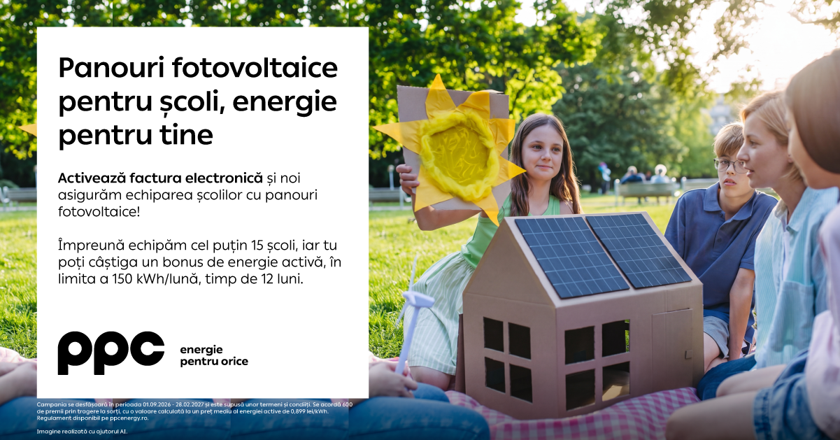 Activarea facturii electronice PPC echipează cu panouri fotovoltaice două școli din județul Constanța